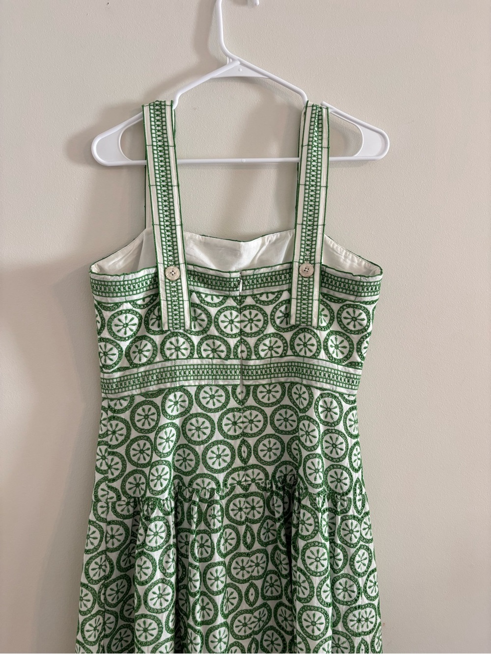 Shoshanna Green White Print Sleeveless Dress Resort Vacation Cottagecore Size 10 - Picture 6 of 10